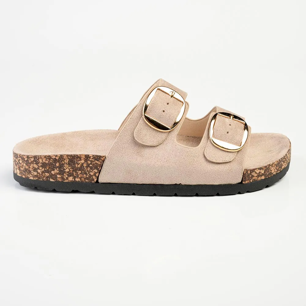 Madison 2 Buckle Comfort BF Sandals - Beige