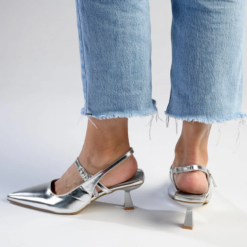 Madison Jakova Court Heels - Silver