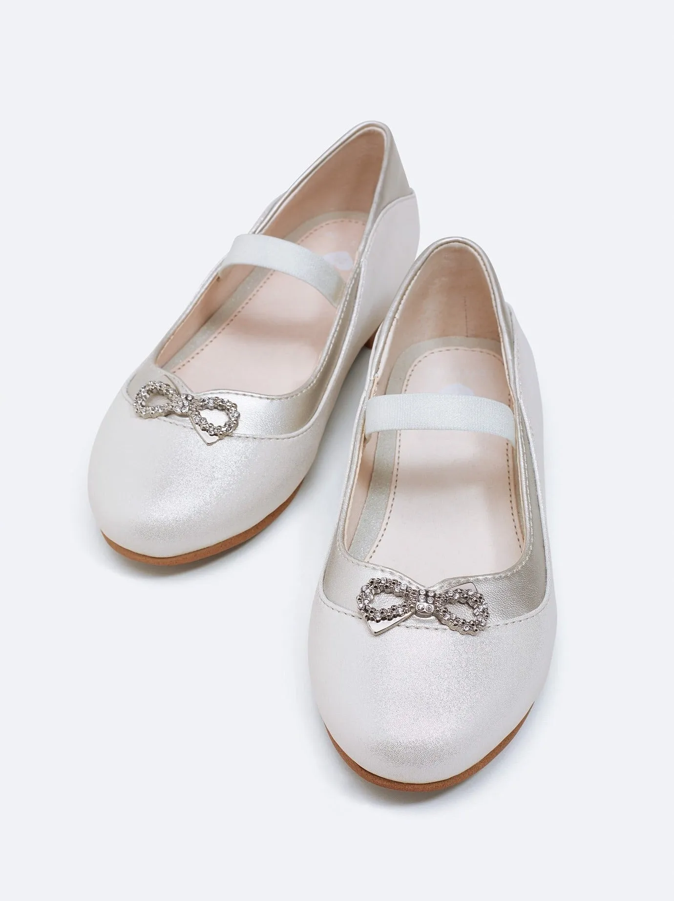 Mayoral Formal Flats w/Bow  Silver_43431-070