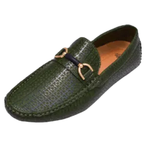 Men's Olive Green Summer Loafer Gold Buckle Style MOC-161 By Royal Shoes USA