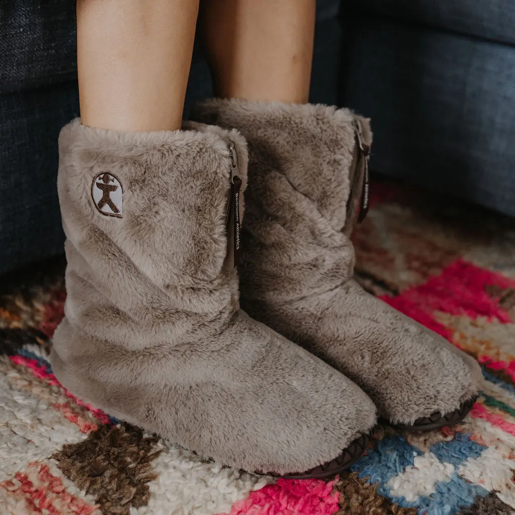 Monroe - Classic Faux Fur Slipper Boot - Taupe / Deep Taupe