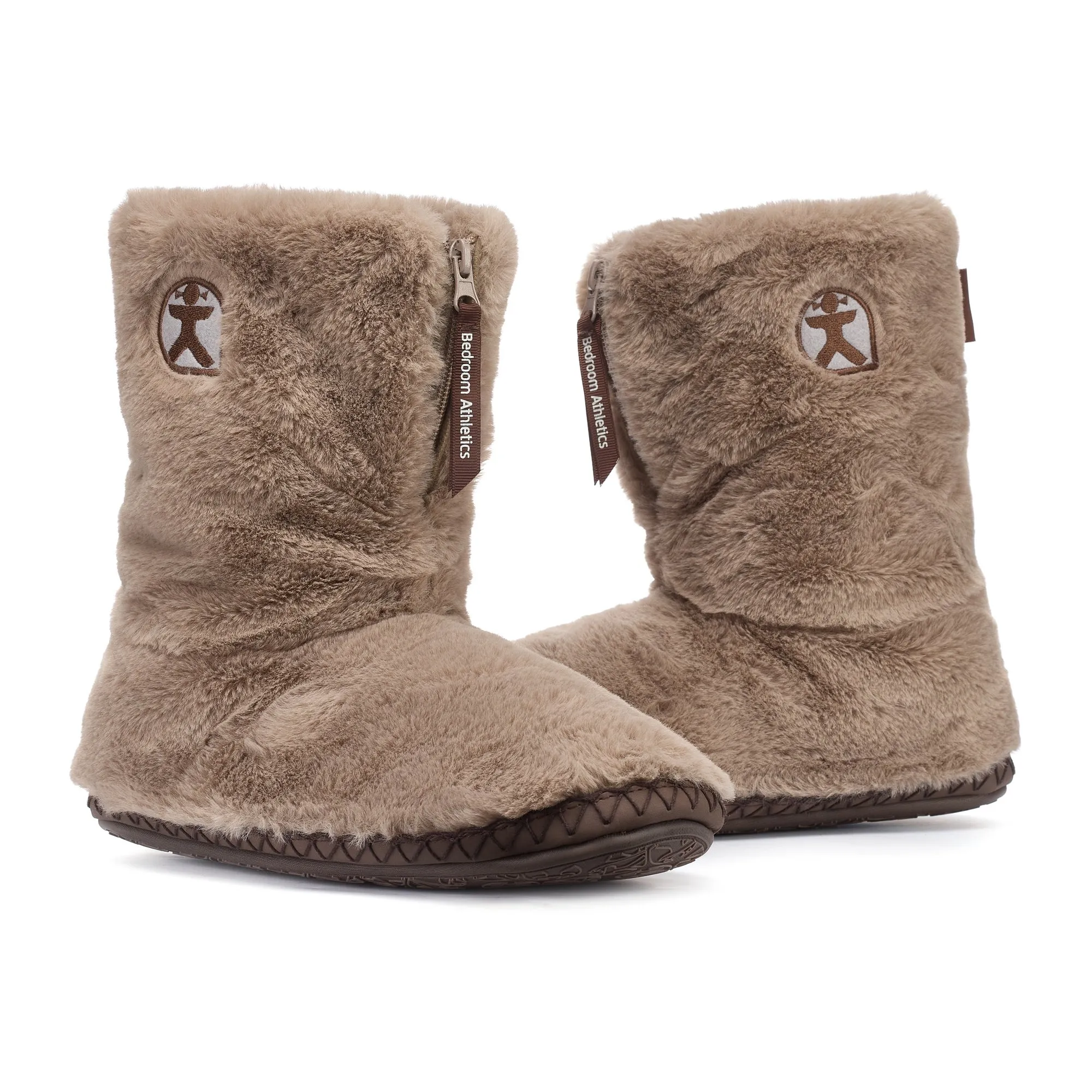 Monroe - Classic Faux Fur Slipper Boot - Taupe / Deep Taupe