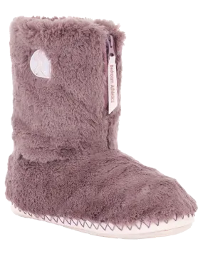 Monroe Faux Fur Slipper Boots in Aquarelle & Dusky Pink