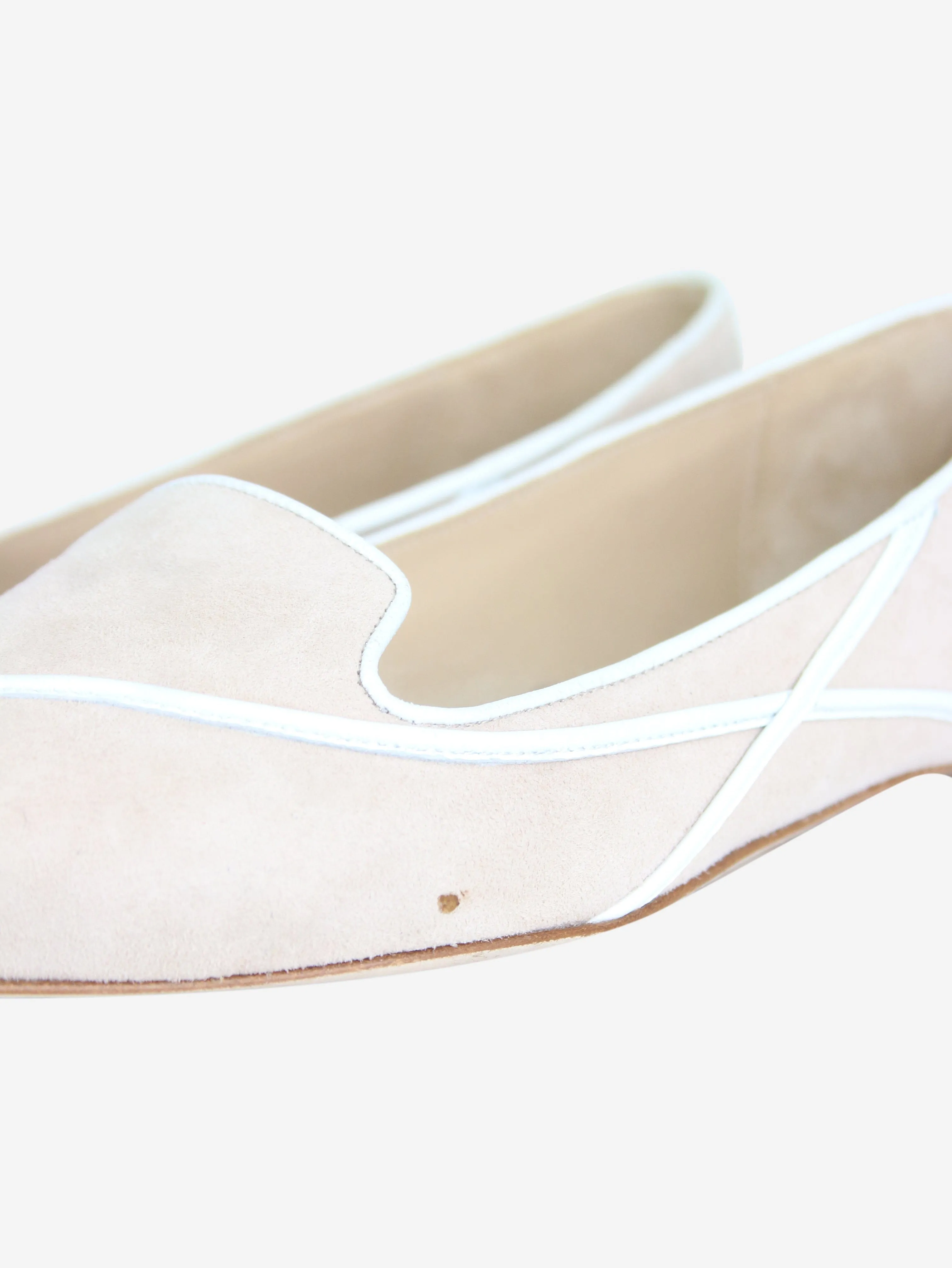 Neutral suede pointed toe flats - size EU 35.5