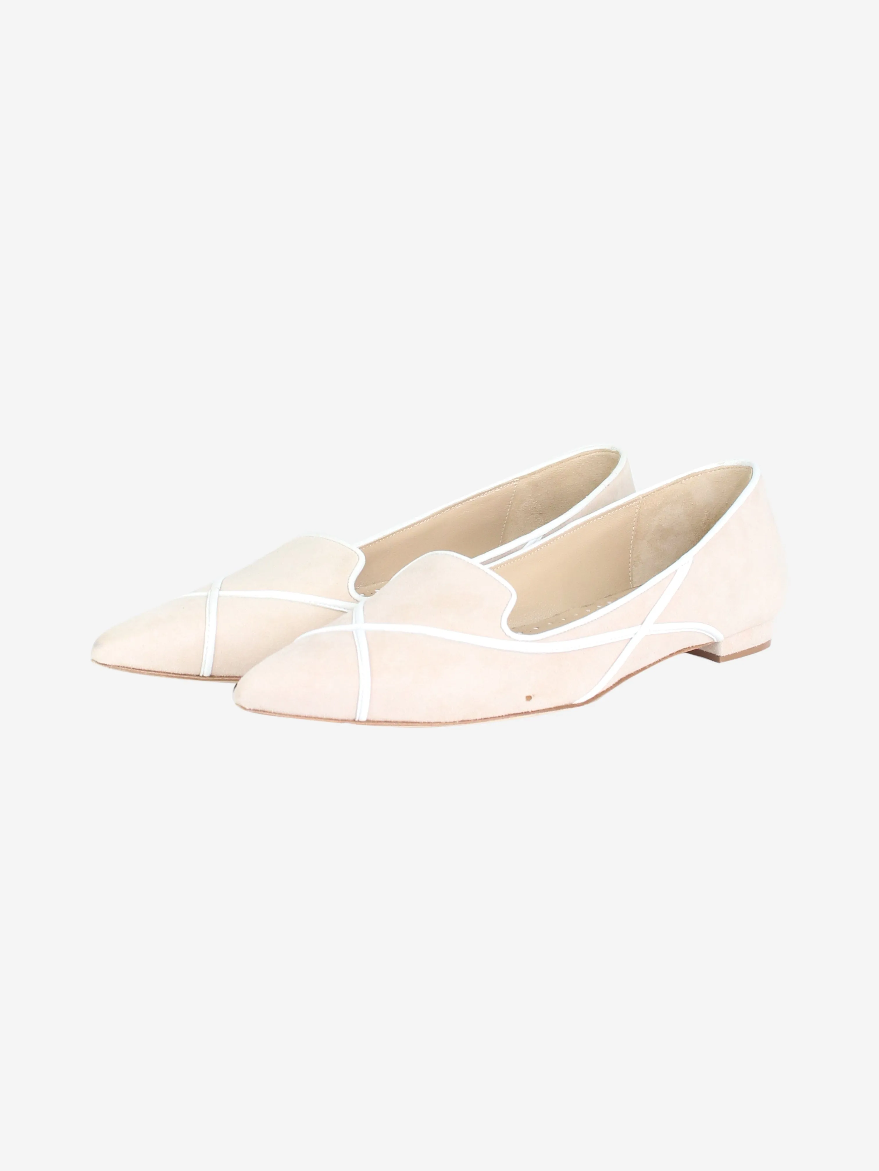 Neutral suede pointed toe flats - size EU 35.5