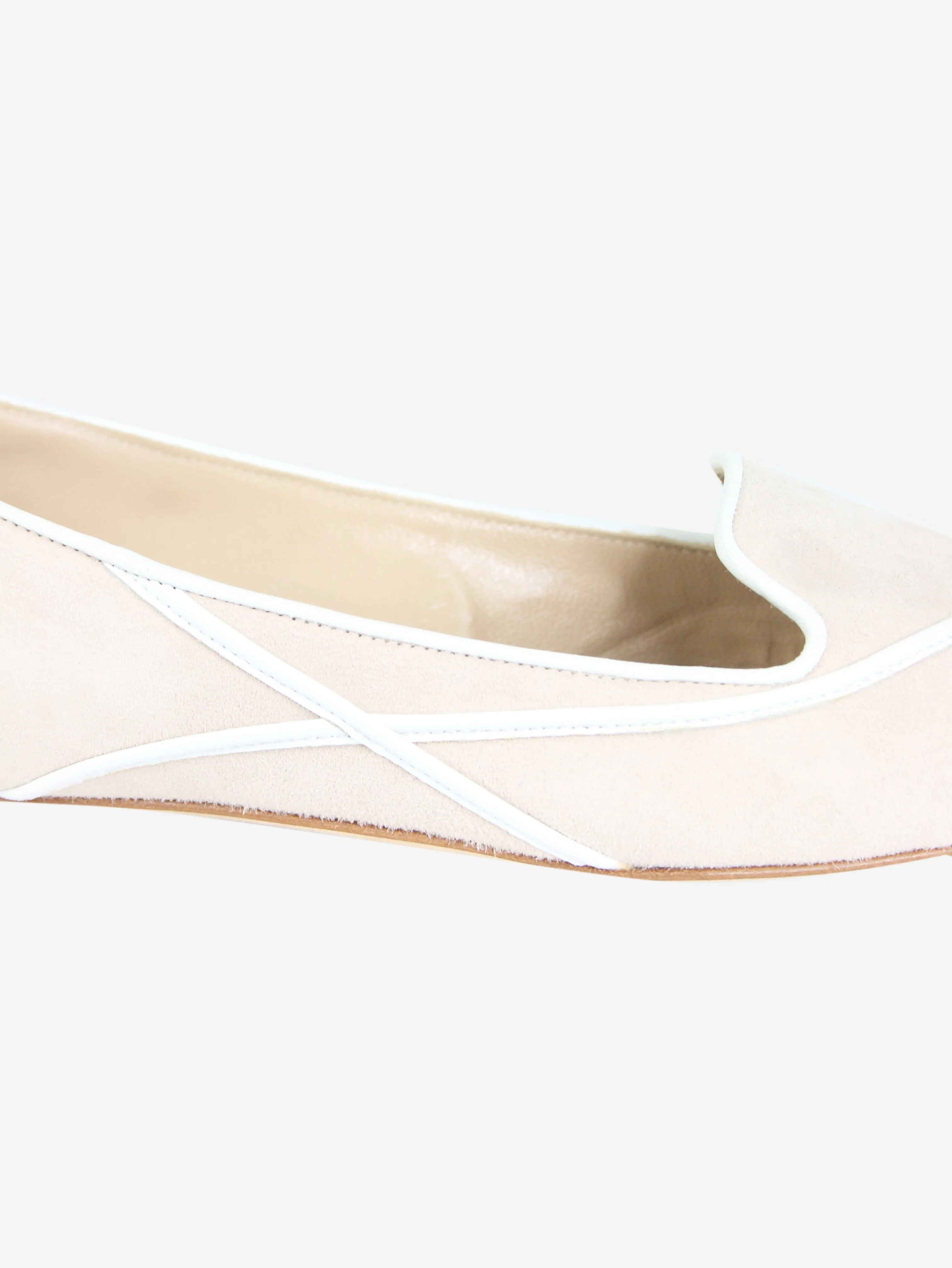 Neutral suede pointed toe flats - size EU 35.5