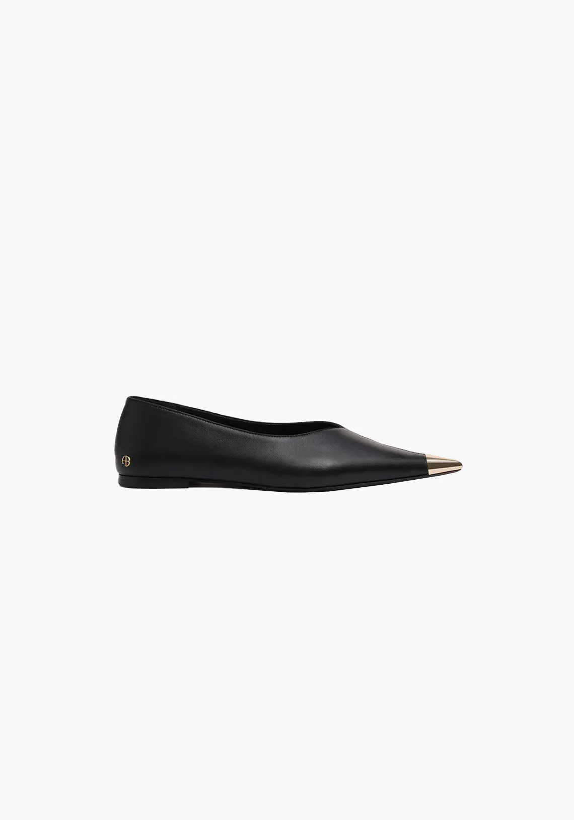 NINA FLATS WITH METAL TOE CAP BLACK