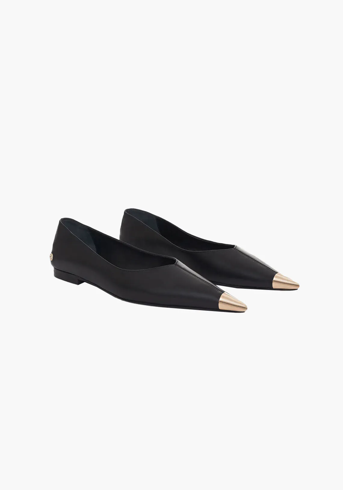 NINA FLATS WITH METAL TOE CAP BLACK