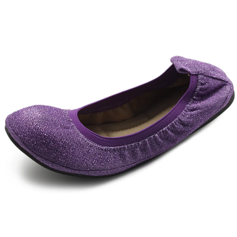 Ollio Women's Shoes Glitter Slip On Comfort Basic Ballet Flats F118