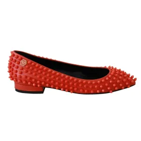 Philipp Plein Vibrant Orange Pointed Leather Flats