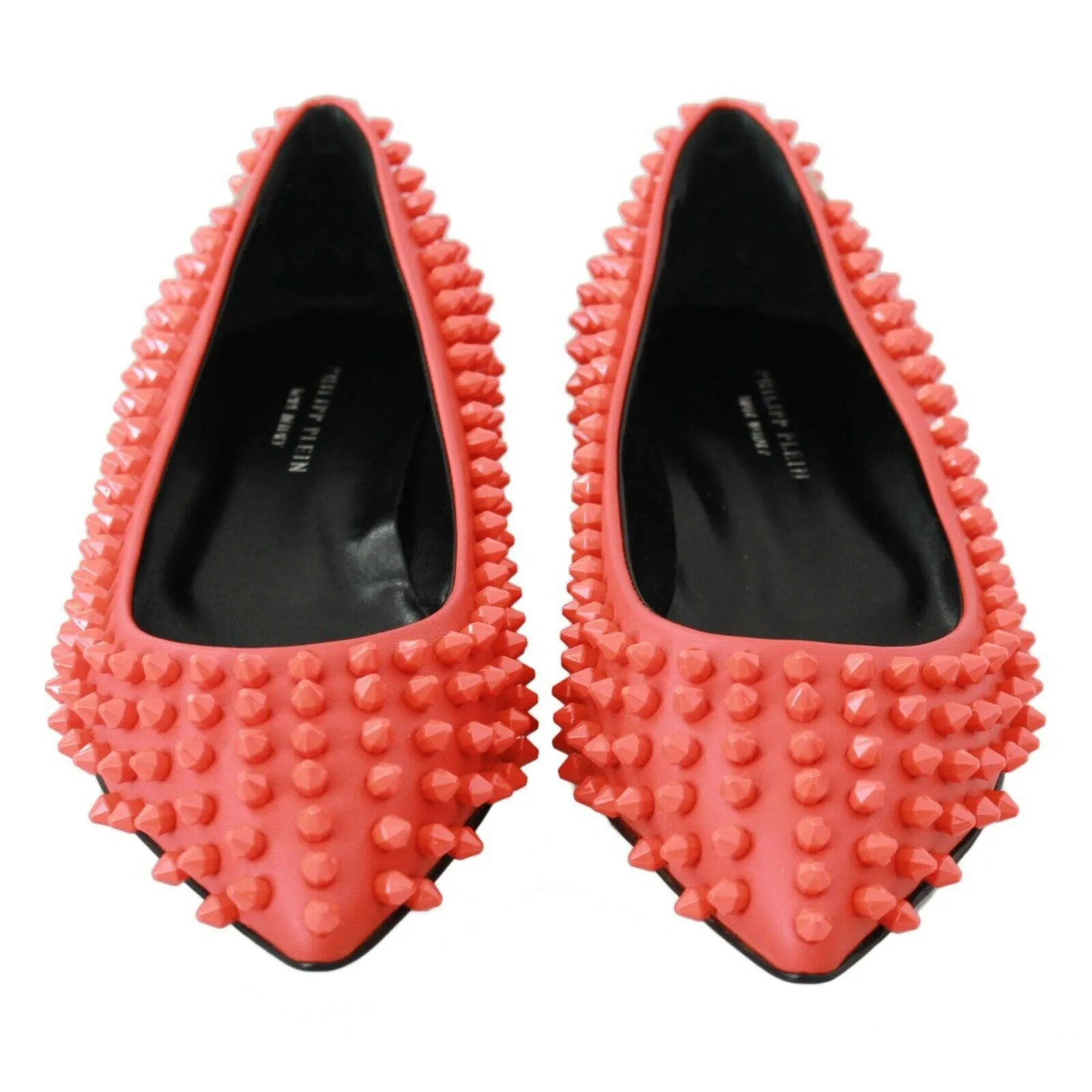 Philipp Plein Vibrant Orange Pointed Leather Flats