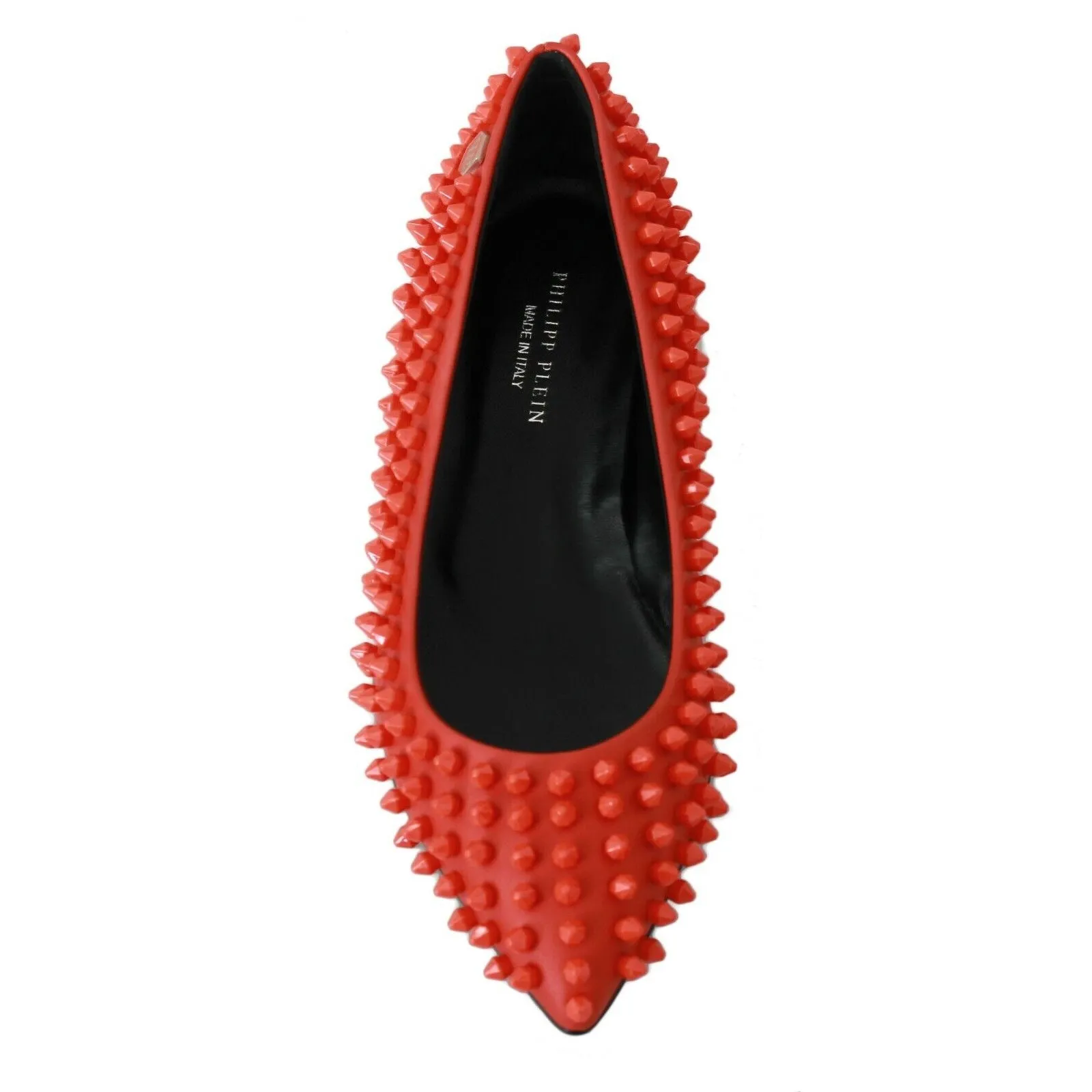 Philipp Plein Vibrant Orange Pointed Leather Flats