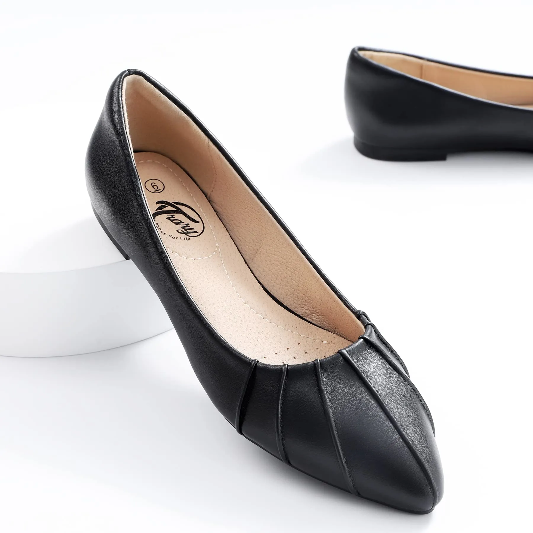 Pleated Pointed Toe Ballet Flat