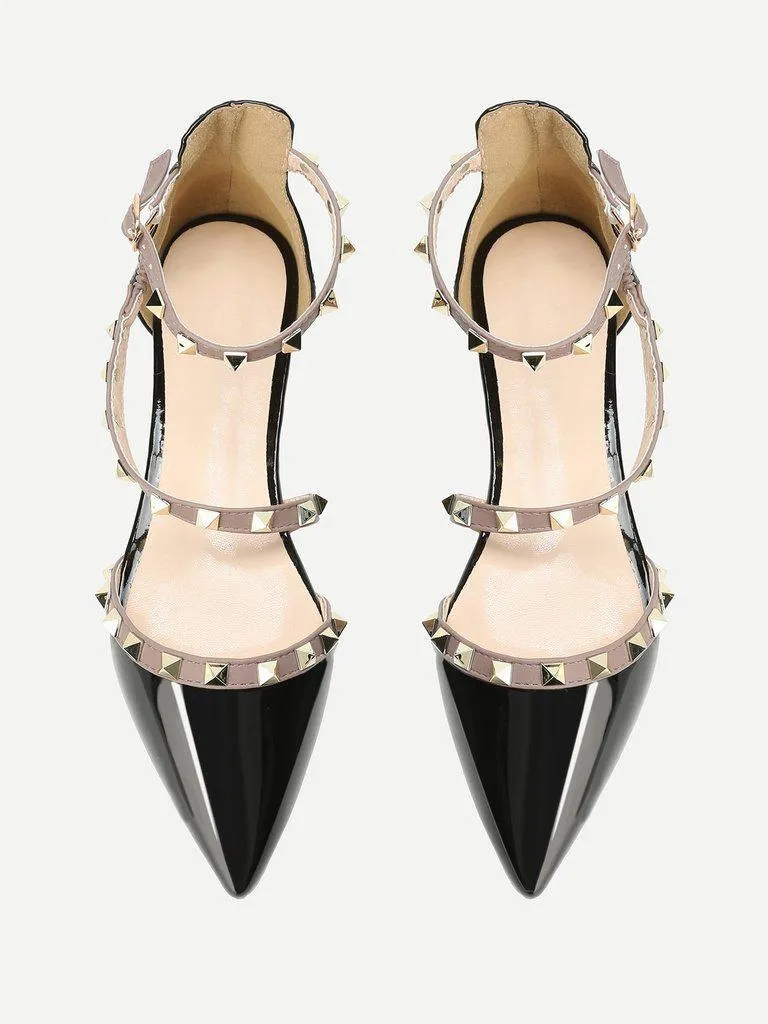 Pointed Toe Studded Decor Flats