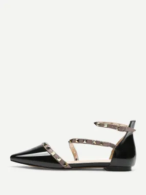 Pointed Toe Studded Decor Flats