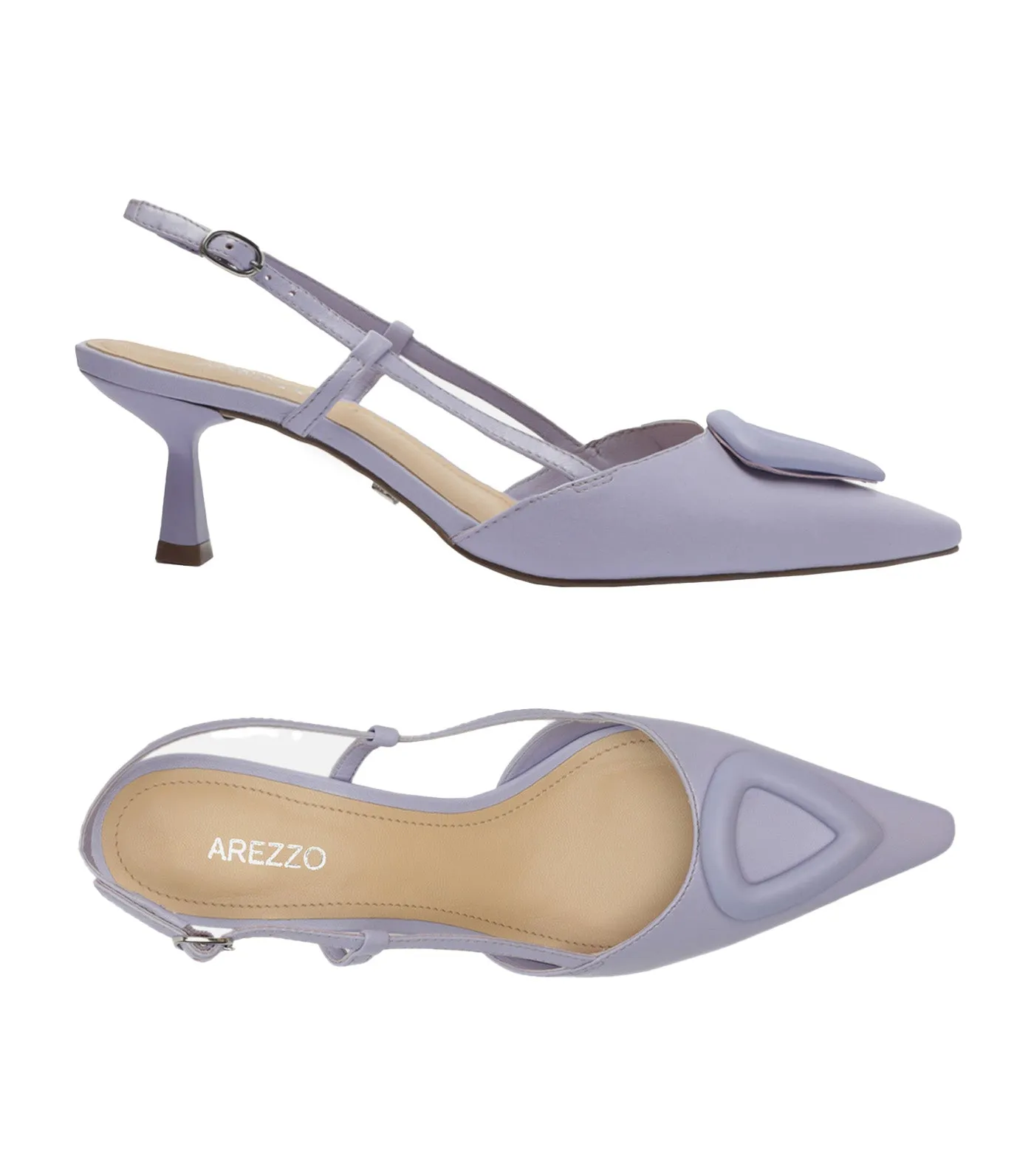 Pointy Toe Slingback Detail Pumps Light Lavender