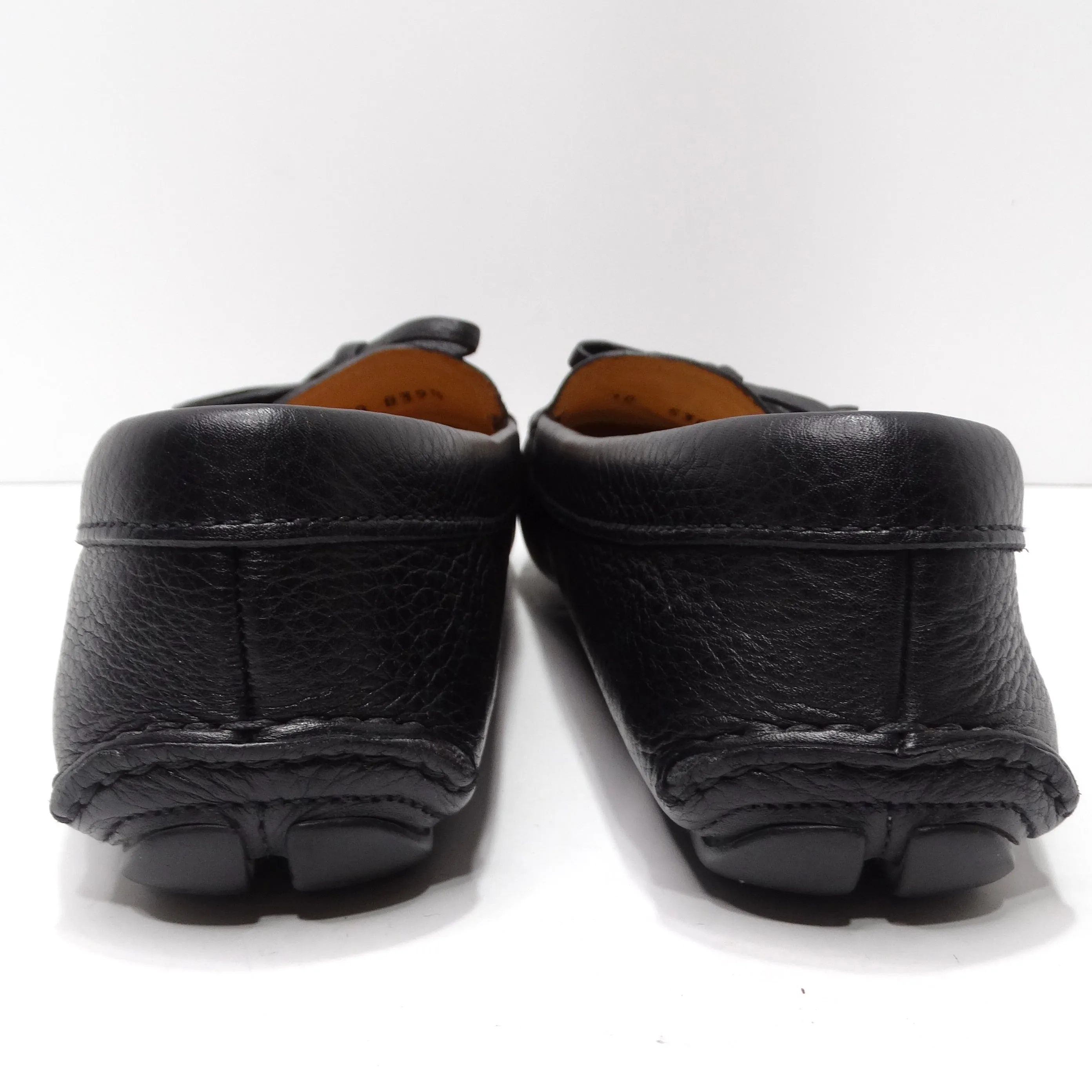 Prada Black Leather Bow Accent Slip On Loafers