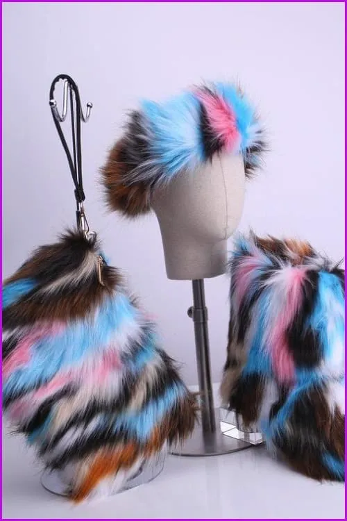 [Pre-sale] Faux Fur Headband/handbag/boots Set F229