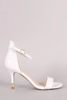 Qupid Patent Open Toe Gold Kitten Heel