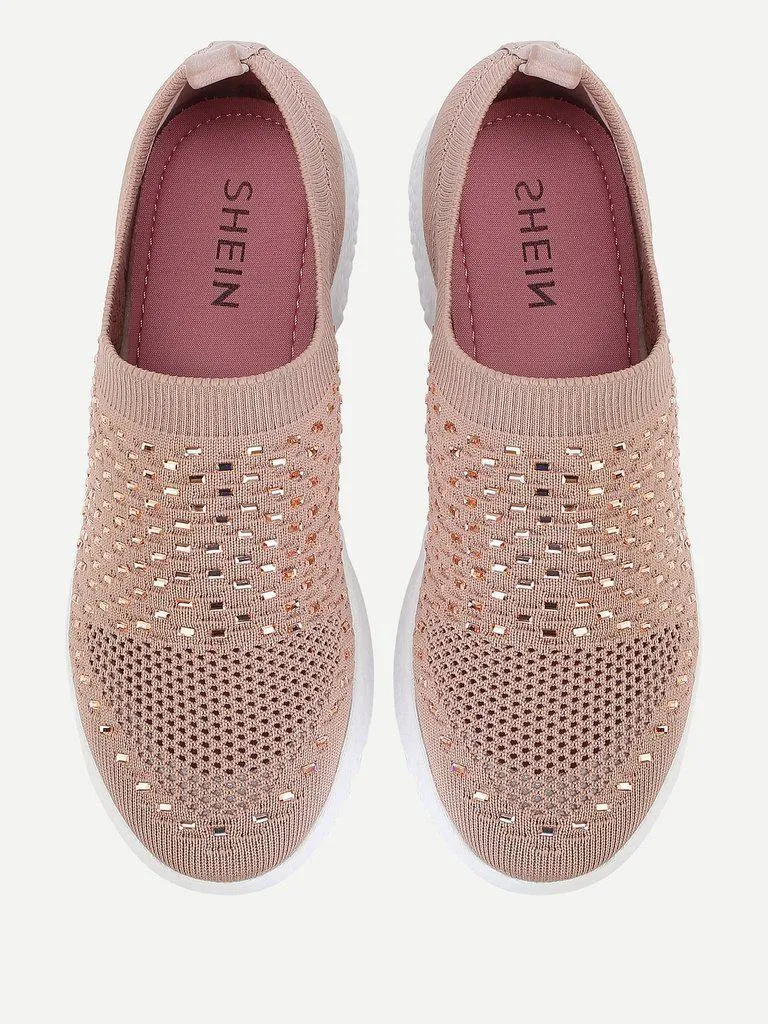 Rhinestone Decorated Slip On Sneakers