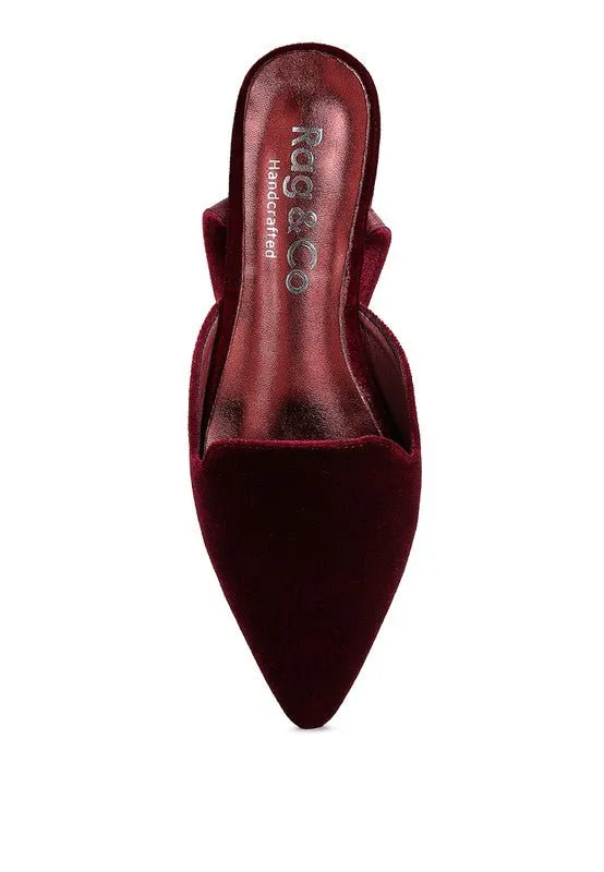 SALOME Burgundy Velvet Luxe Jewelled Flat Mules