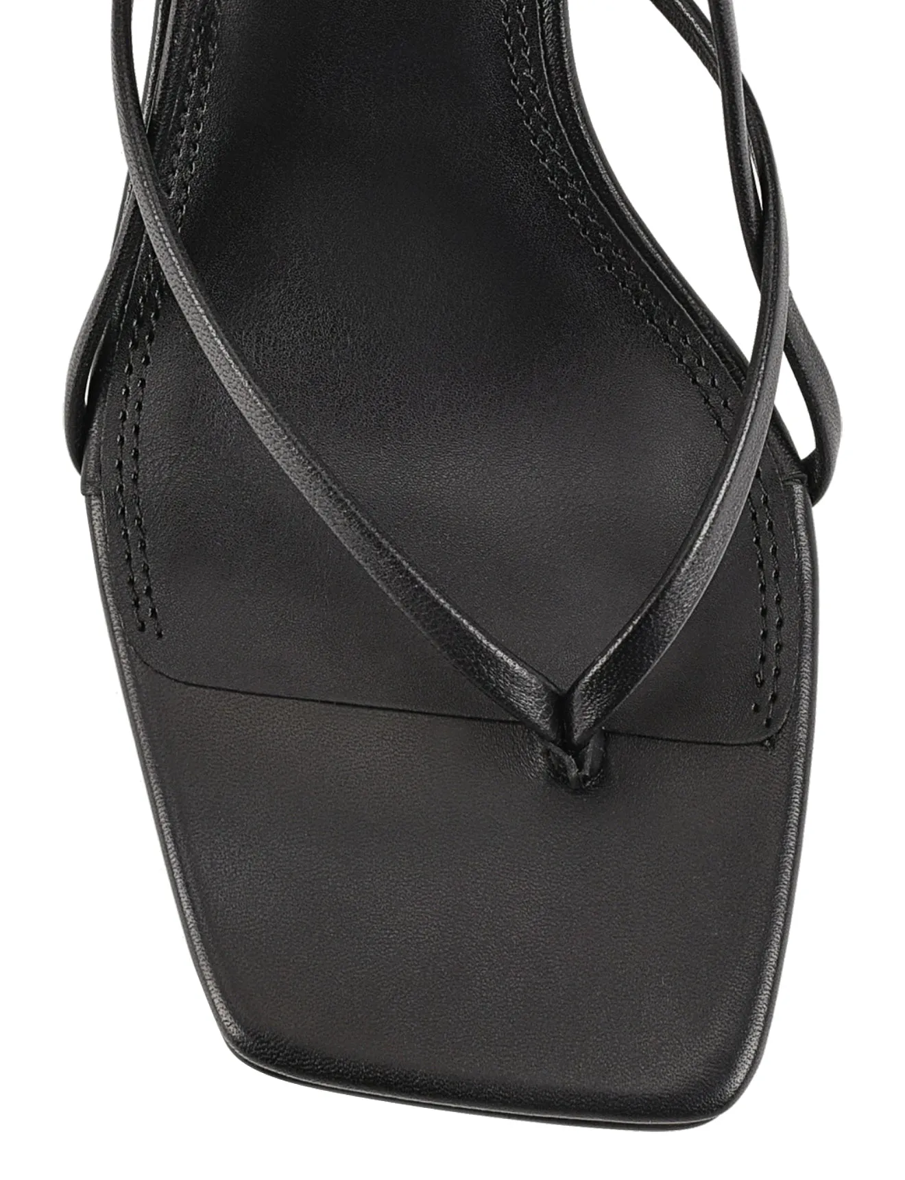 Santorini Strappy Thong Sandal - Black Leather