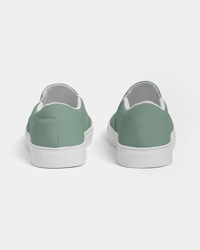 Shaded Pale Pastel Green Gray Slip-On Canvas Sneakers | Women's | C30M0Y30K30