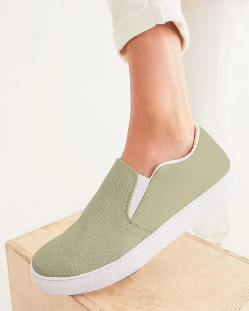 Shaded Pale Pastel Yellow Gray Slip-On Canvas Sneakers | Women's | C0M0Y30K30