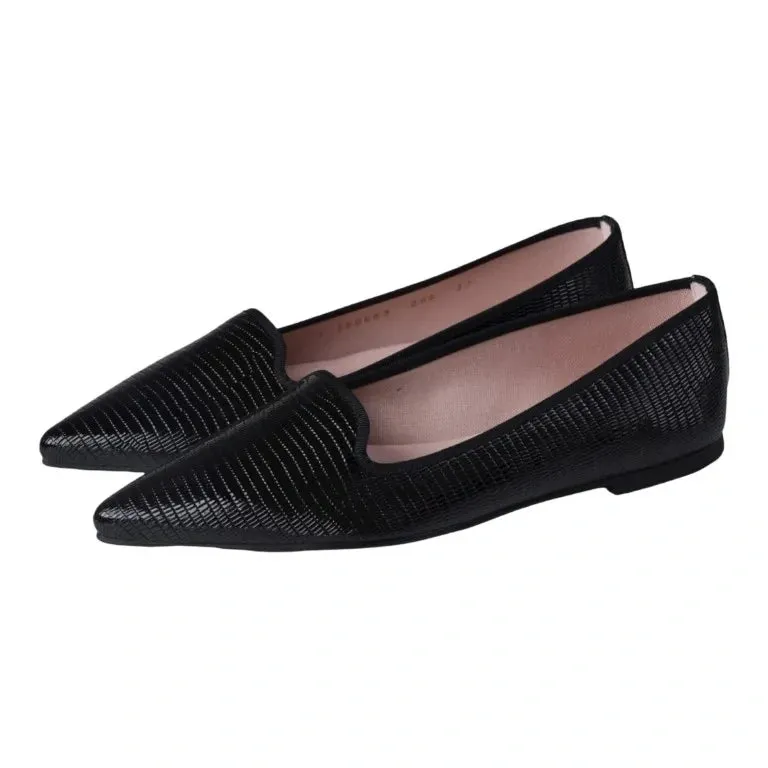 Smoksa - Black Croc Leather Smoking Loafer for Teen/Women by Pretty Ballerinas