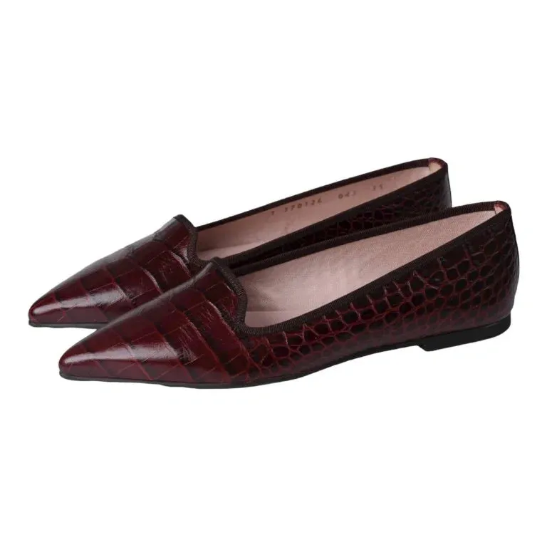 Smoksa - Brown Croc Leather Smoking Loafer for Teen/Women by Pretty Ballerinas