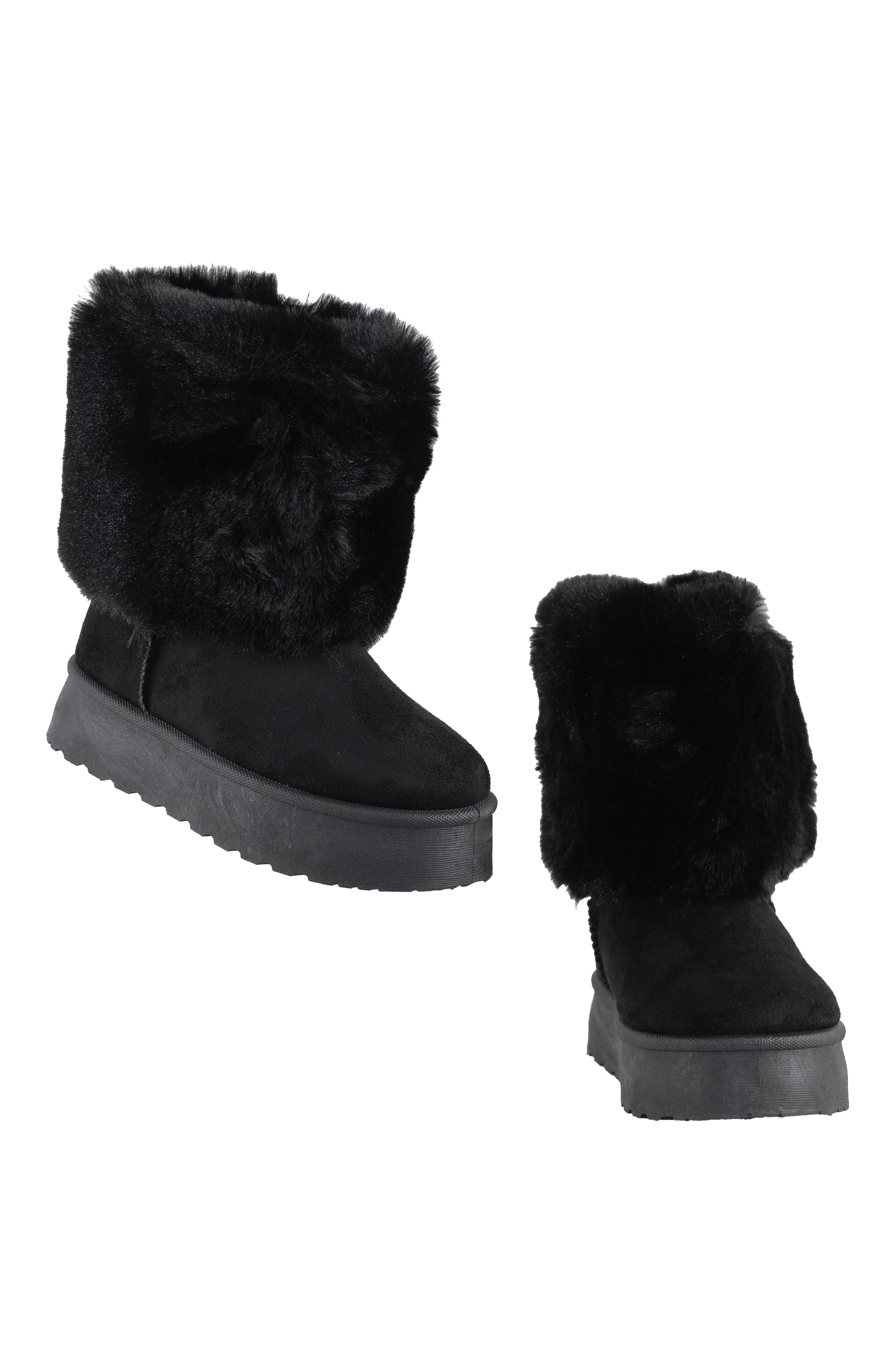 Snowy - Girls' Flat Platform Faux Fur Boots