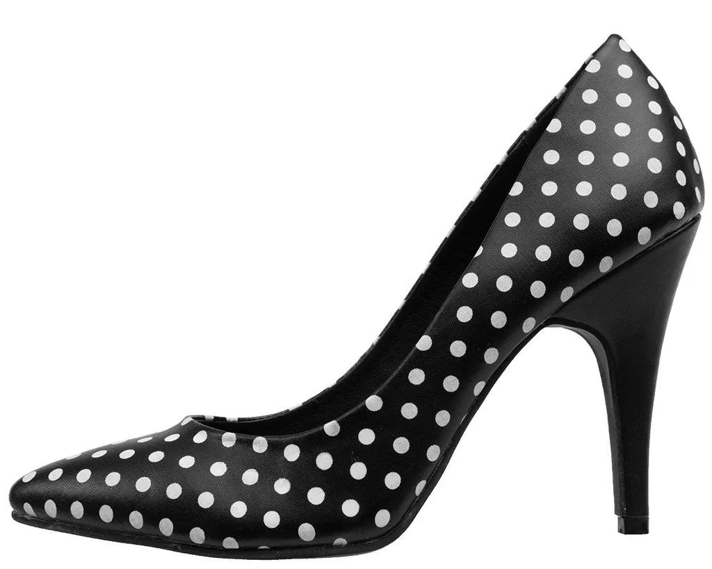 TUK Black and White Polka Dot Heels