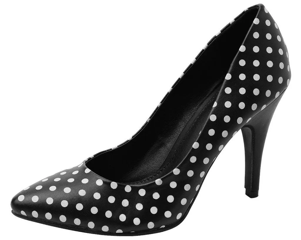 TUK Black and White Polka Dot Heels