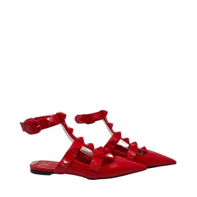 Valentino Red Roman Stud Flats - Size 37