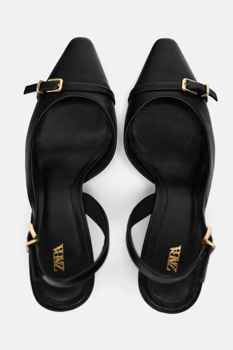 ZARA - BLOCK HEEL SLINGBACK SHOES